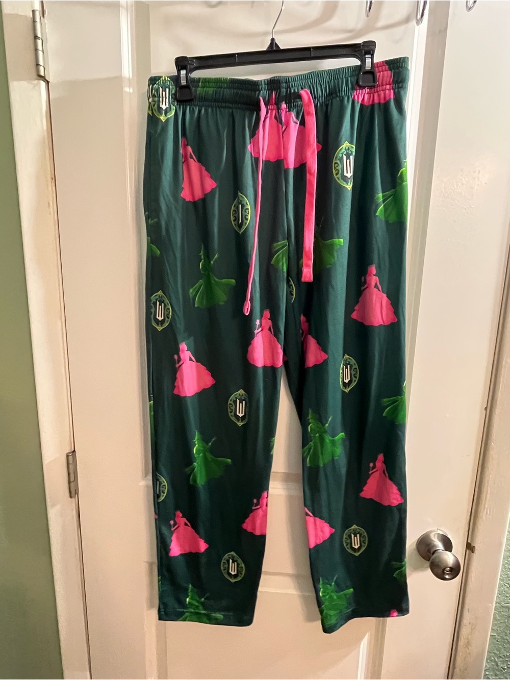 Wicked Brand Green Sleep Pants with Neon Pink & Lime Silhouettes